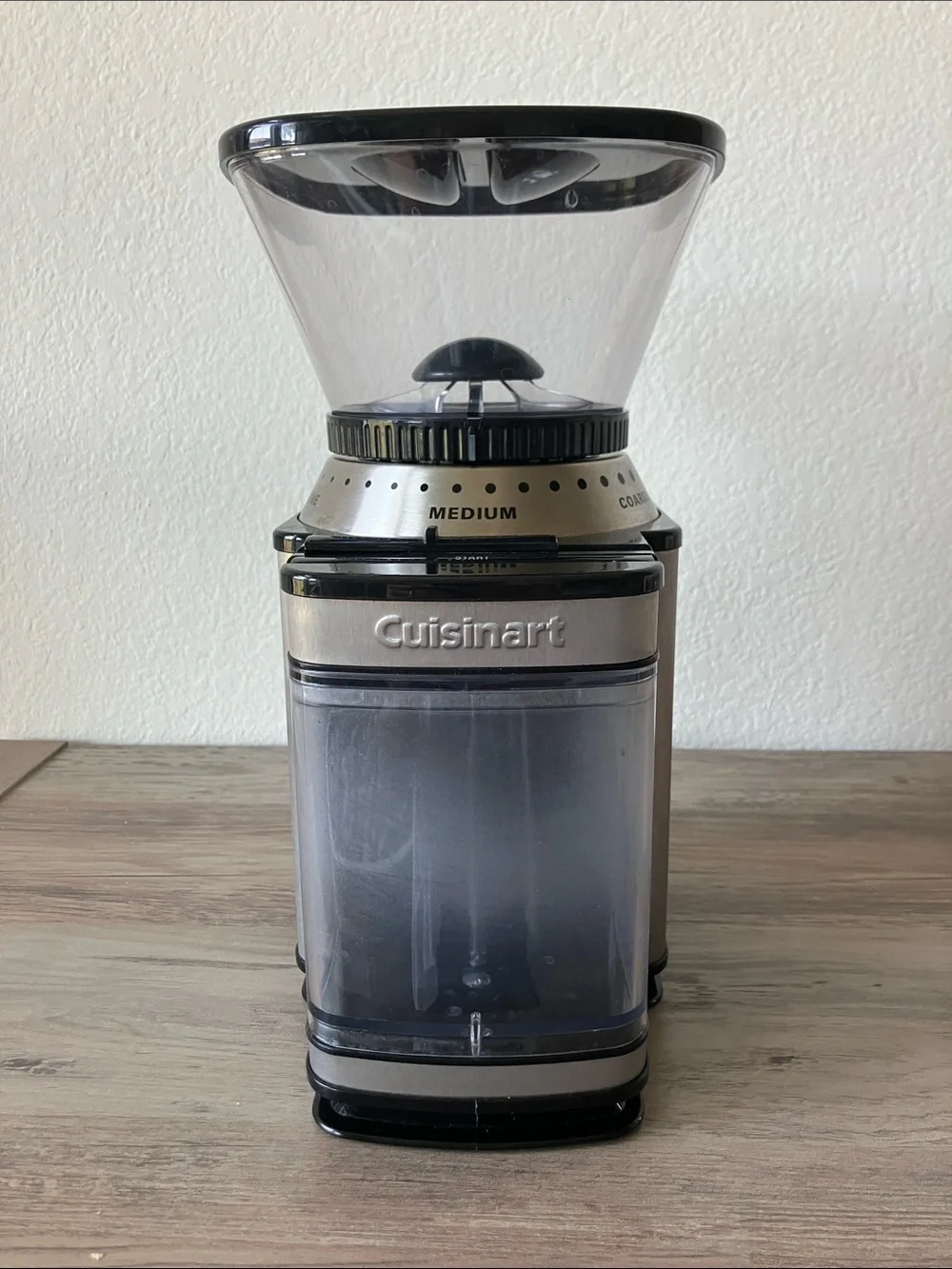 Cuisinart Stainless Steel and Black Coffee Burr Grinder with Clear Hopper